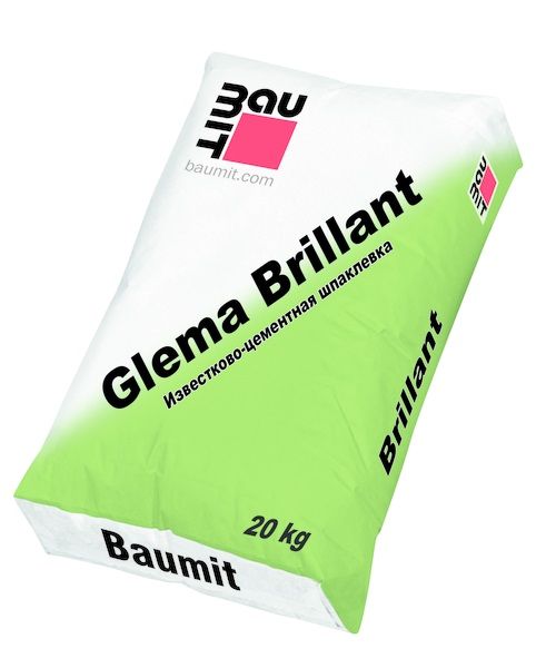 шпаклевка известково-цементная baumit glemabrillant, 20 кг