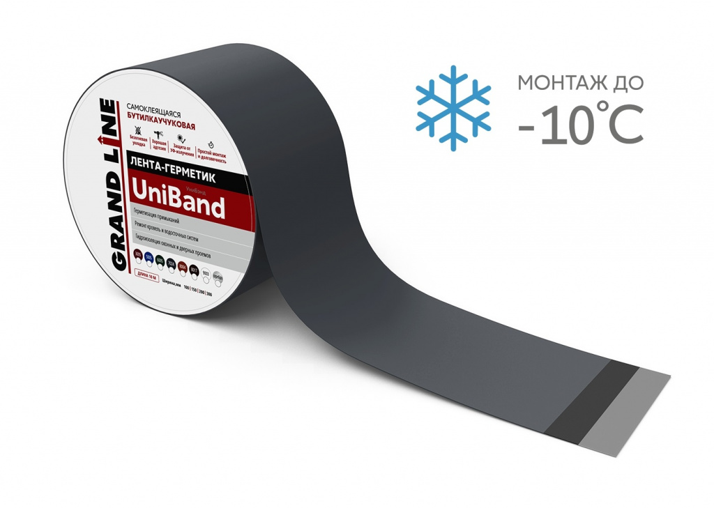 герметизирующая самоклеящаяся лента grand line uniband ral 7024 темно-серая 10 м х 10 см