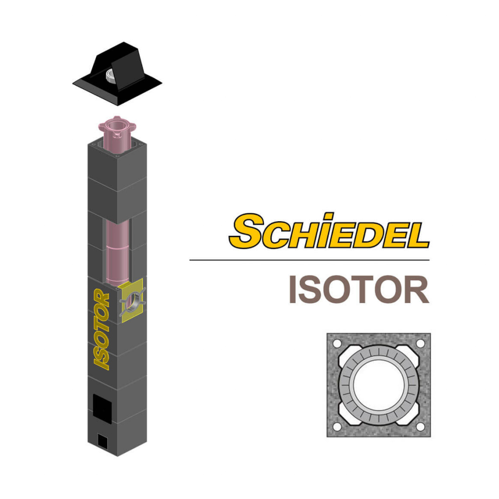 комплект дымохода schiedel isotor одноходовой с верхним комплектом, диаметр 16 см, 6 м
