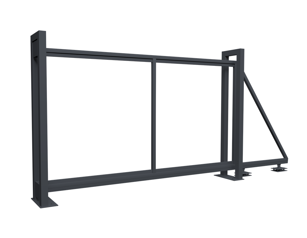 ворота откатные grand line colority zinc с полимерным покрытием 2,03х3,5 м, ral 7024