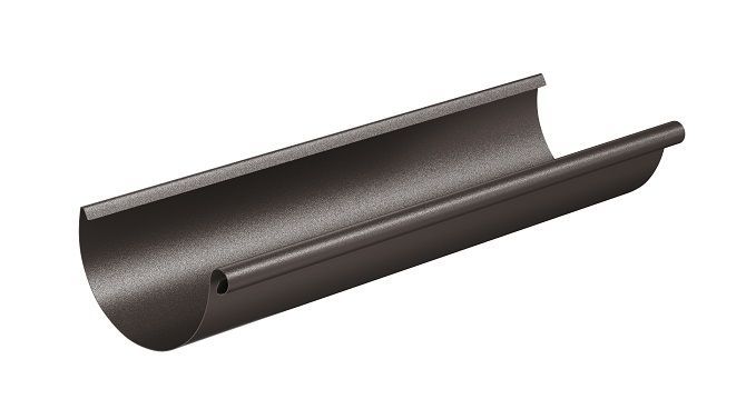 желоб водосточный aquasystem премиум покрытие pu matt d125 мм, rr 32 темно-коричневый матовый (3 м)