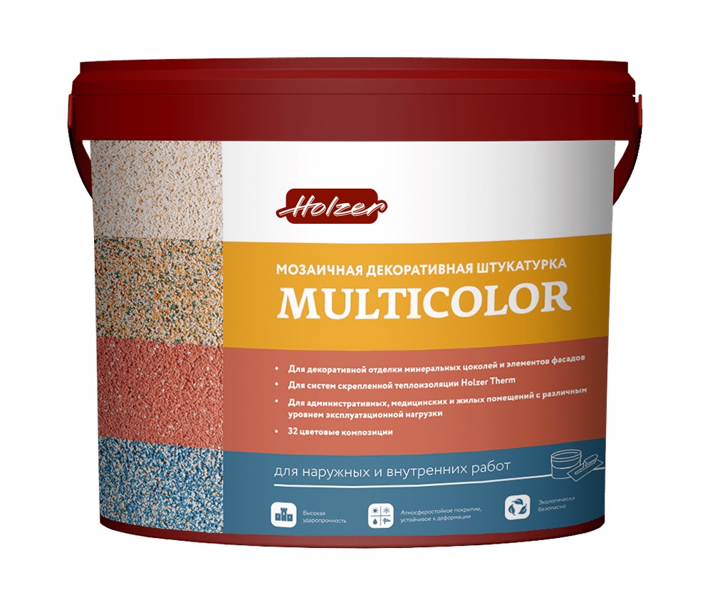декоративная мозаичная штукатурка holzer multicolor f, цвет f-06, 25 кг