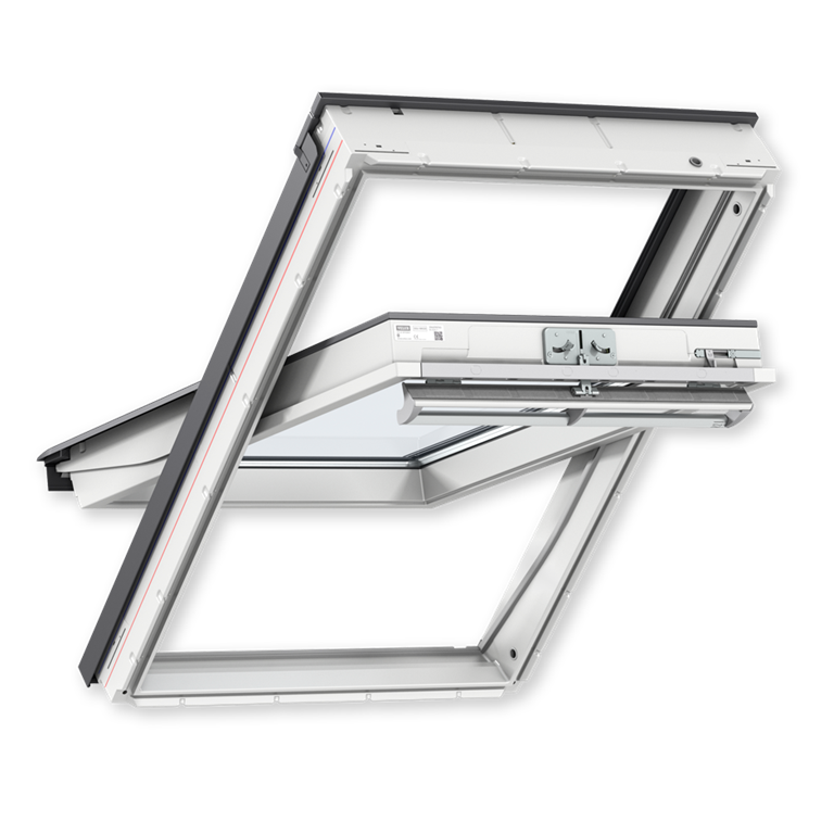 мансардное окно velux whiteline дизайн glu 0061 (ручка сверху, 2 камеры), 66х140 см
