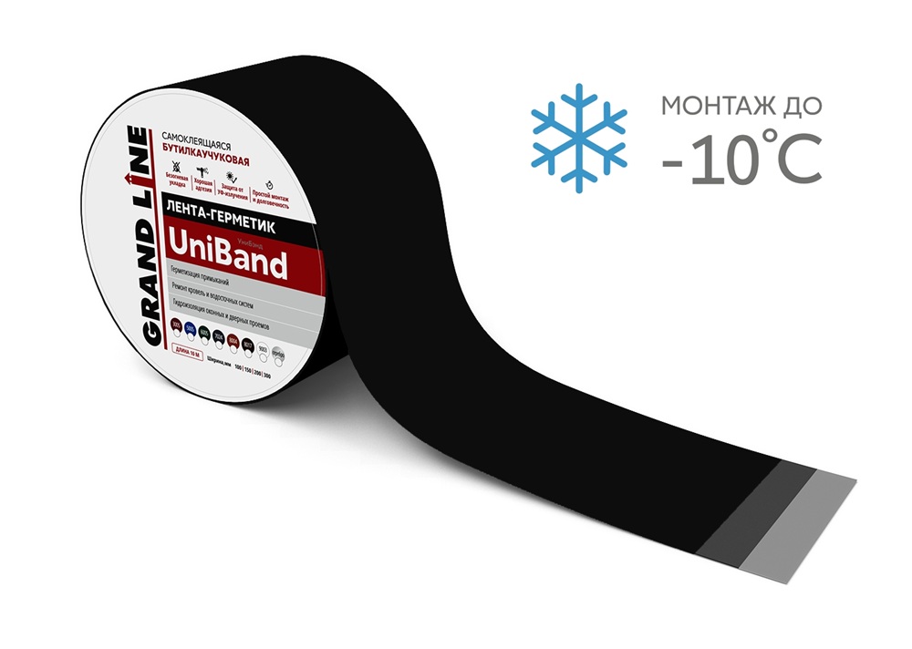 герметизирующая самоклеящаяся лента grand line uniband ral 9005 черная 3 м х 5 см