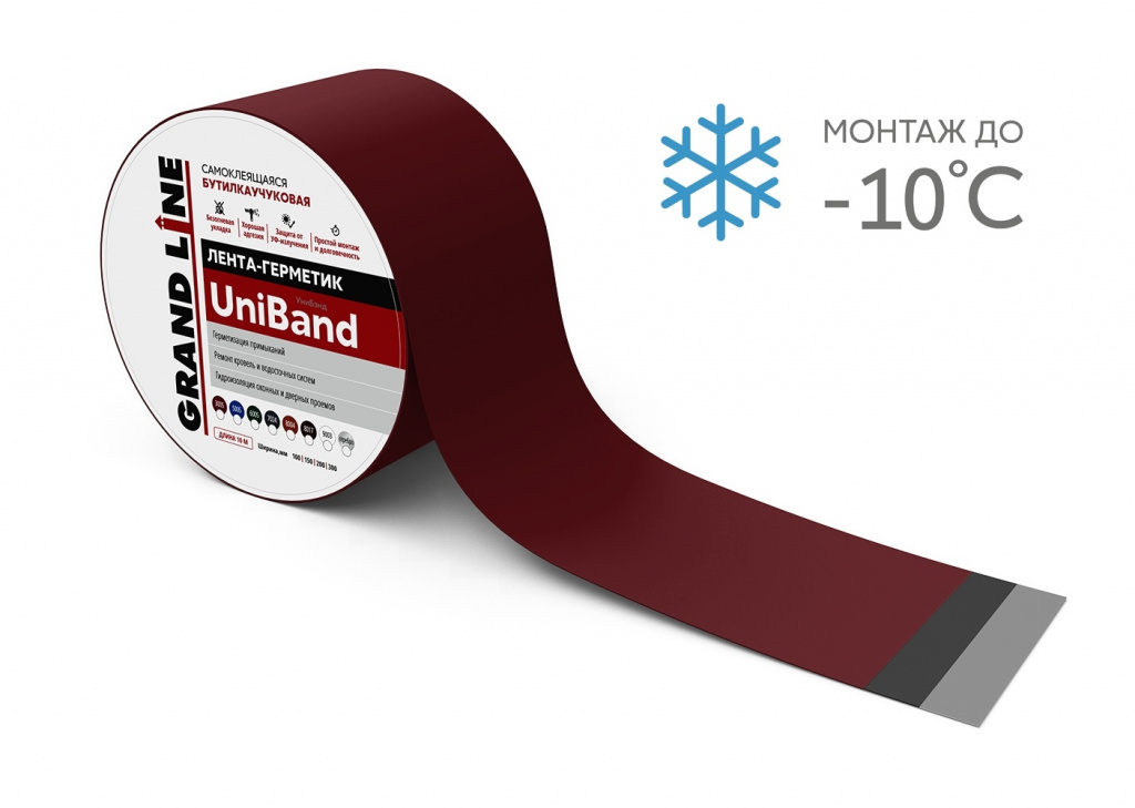 герметизирующая самоклеящаяся лента grand line uniband ral 3005 красная 3 м х 5 см
