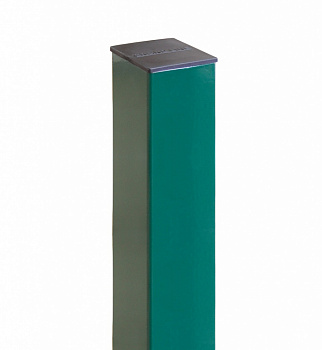 столб с заглушкой и отверстиями (5 шт.) оцинкованный 62х55х1,4х3000 мм, ral 6005 зеленый